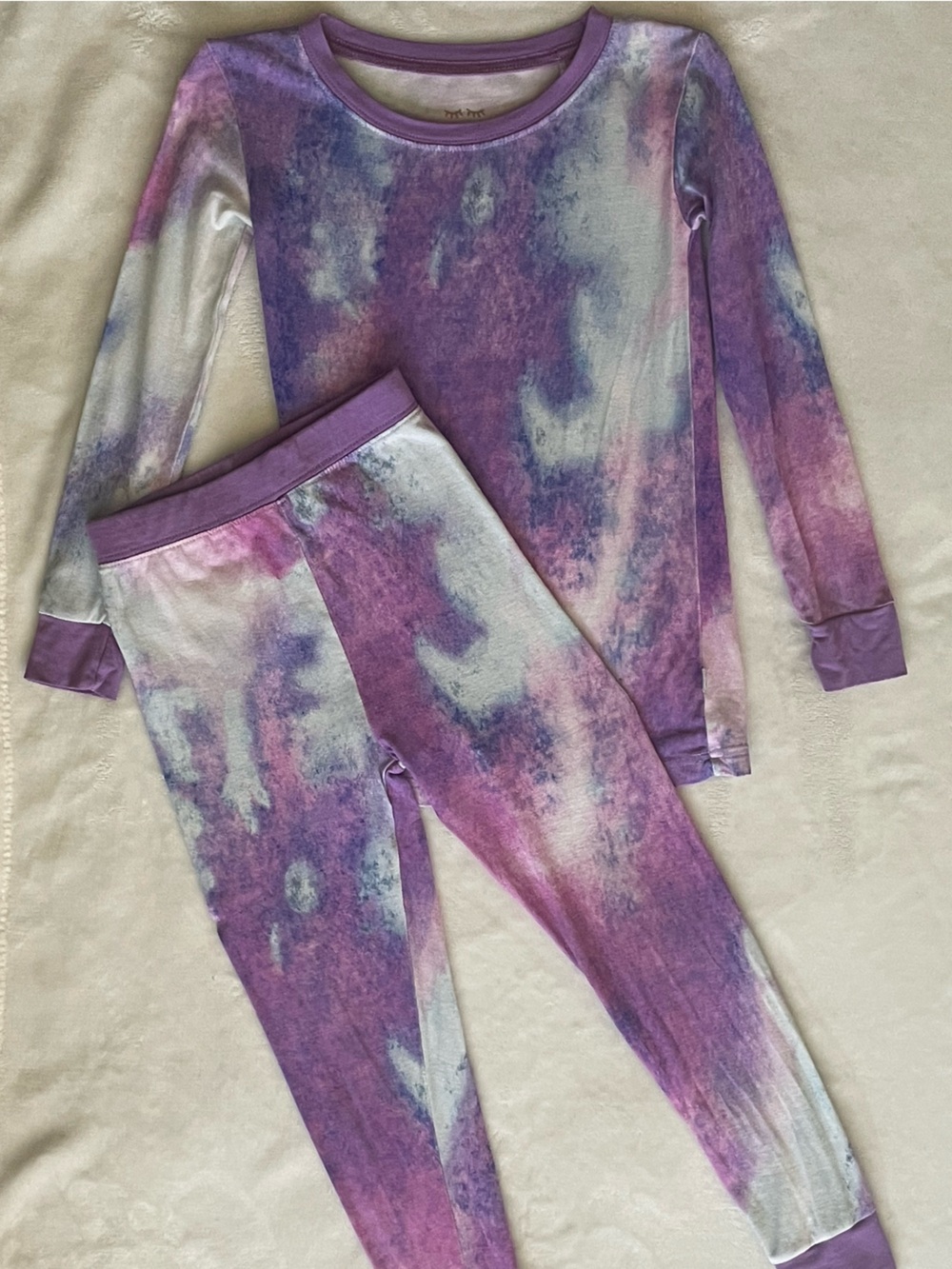 Little Sleepies Purple Watercolor Tie Dye Bamboo Pajama Set 3T